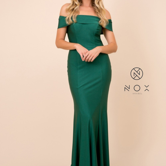 Off Shoulder Mermaid Shape Green Dress NXN295